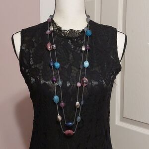 NY & Company Acrylic Beads and Mop Double Strand Station Necklace